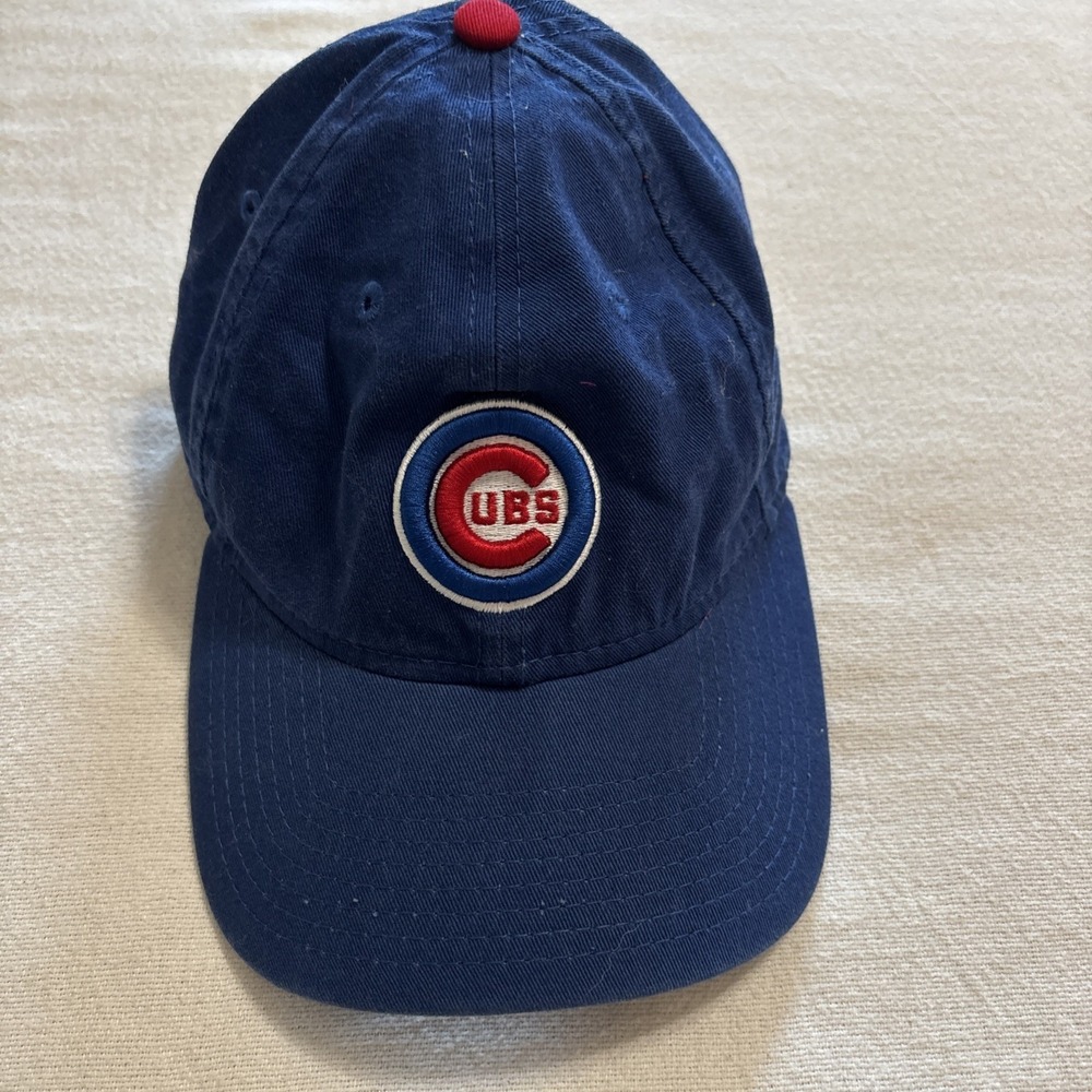 Chicago Cubs Logo Cap Adult Fitted OS Adjustable Strap Cotton Baseball Blue/Red